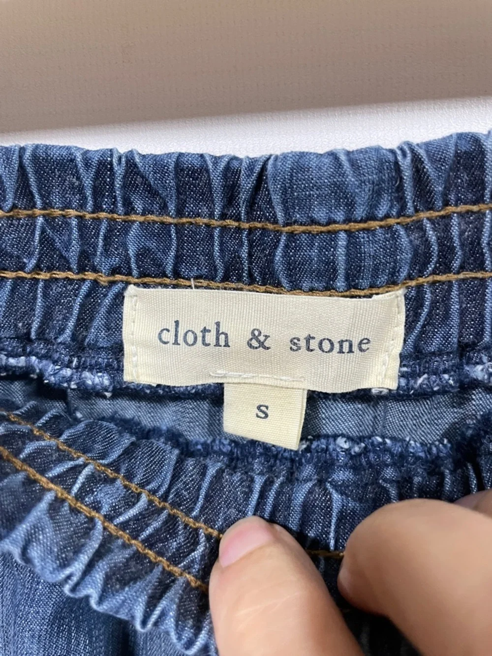Cloth & Stone Denin Drawstring Mini Skirt - Blue - Picture 2 of 3